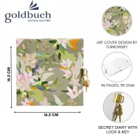 Goldbuch Secret Diary with Lock  96 Pages Blank |Scrikss Ball Point Pen Chrome Plated Brass Body Gold Plated Trims Twist Mechanism Noble 35 Series|SV12 COMBO