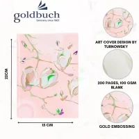 Goldbuch Blank Notebook A5 Size  – Art Print with Gold Stamping|Scrikss Ball Point Pen Chrome Plated Brass Body Gold Plated Trims Twist Mechanism Noble 35 Series|V10 COMBO