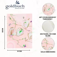 Goldbuch Blank Notebook A5 Size  – Art Print with Gold Stamping|Scrikss Ball Point Pen Chrome Plated Brass Body Gold Plated Trims Twist Mechanism Noble 35 Series|V10 COMBO