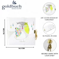 Goldbuch Secret Diary with Lock & Key 96 White Blank Pages|Scrikss Ball Point Pen Chrome Plated Brass Body Gold Plated Trims Twist Mechanism Noble 35 Series|SV5 COMBO