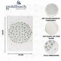 Goldbuch Blank Notebook A5 Size – Art Print with Gold Stamping|Scrikss Ball Point Pen Chrome Plated Brass Body Gold Plated Trims Twist Mechanism Noble 35 Series|V9 COMBO