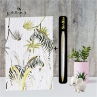 Goldbuch Blank Premium Notebook A5 Size|Scrikss Ball Point Pen Chrome Plated Brass Body Gold Plated Trims Twist Mechanism Noble 35 Series|V12 COMBO