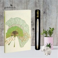 Goldbuch Dotted Notebook A5 Size – Art Print with Gold Stamping|Scrikss Ball Point Pen Chrome Plated Brass Body Gold Plated Trims Twist Mechanism Noble 35 Series|DV2 COMBO