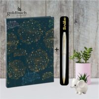Goldbuch Premium Notebook A5 Size | Scrikss Ball Point Pen Chrome Plated Brass Body Gold Plated Trims Twist Mechanism Noble 35 Series|V8 COMBO
