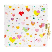 Goldbuch Secret Journal Diary with Lock & Key 96 Pages Blank Notebook 90 gsm |16.5 x 16.5cmHeart to Heart light   Art Print with Gold Stamping